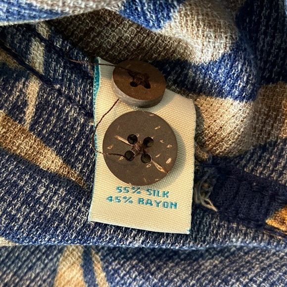 Caribbean Men's Casual Button Down Shirt - Blue and Tan Size 3XB - Picture 8 of 9